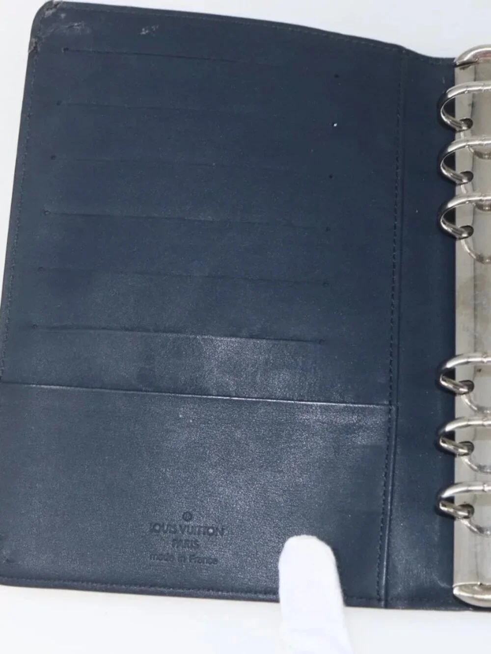 LOUIS VUITTON Monogram Mat Agenda MM Day Planner Cover Navy LV Auth 164300